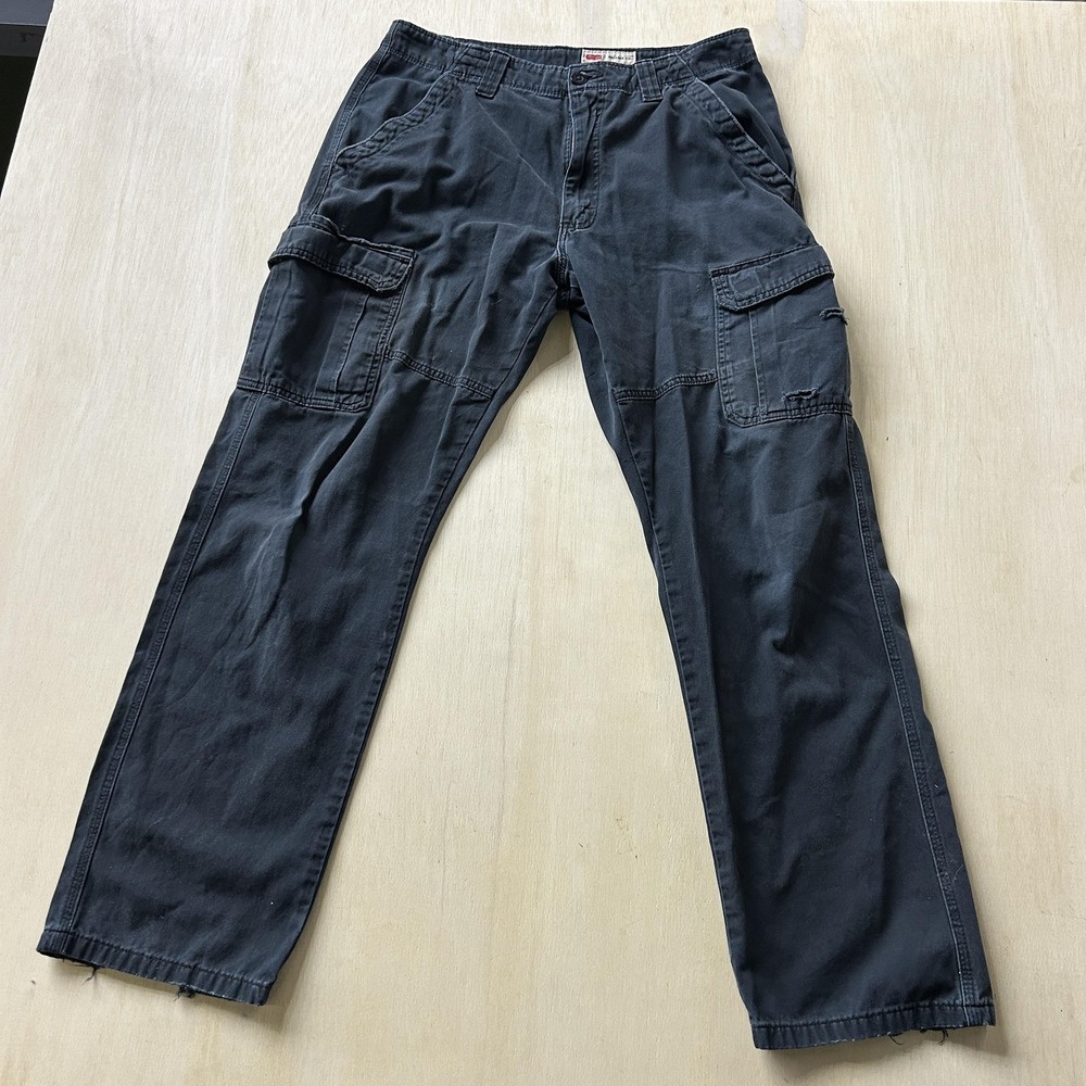 Y2K Wrangler Cargo Pants Mens 33x30 Black Relaxed Fit Straight Leg Workwear